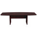 A Safco Corsica rectangular conference table with a mahogany top.