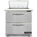 A Continental Refrigerator stainless steel refrigerated sandwich prep table with 2 drawers.