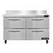 A stainless steel Continental Worktop Freezer with four drawers.