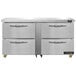 A stainless steel Continental Refrigerator undercounter with four drawers.