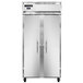 A large stainless steel Continental Refrigerator with two narrow doors.
