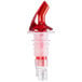A Tablecraft red and clear liquor pourer nozzle.