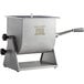 A stainless steel Backyard Pro manual tilting meat mixer with a handle on the lid.