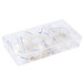 A white plastic container with small plastic bags of Ketchum Manufacturing 3/4" Deli Tag numbers.