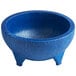 A blue Choice Thermal Plastic Molcajete bowl with legs.