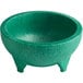 A green Choice Thermal Plastic Molcajete bowl with legs.