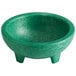 A green Choice Thermal Plastic Molcajete bowl with legs.