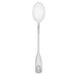 A silver iced tea spoon with a white handle.