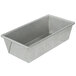 A Chicago Metallic silver aluminized steel bread loaf pan with a handle.