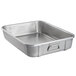 A silver rectangular aluminum Vollrath Wear-Ever double roaster pan with handles.