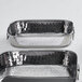 Two American Metalcraft rectangular stainless steel food serving tubs with a hammered silver finish.