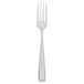 A silver fork with a white background.