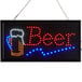 A rectangular beer sign with LED lights on it.
