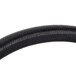 A black rubber hose with a white background.
