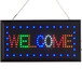 A rectangular LED welcome sign with colorful lights.