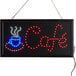 A white rectangular LED cafe sign with the word coffee in lights.