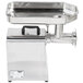 A stainless steel Vollrath meat grinder with a tray.