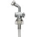 A chrome T&S wall mount faucet with a hose.