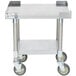 An APW Wyott stainless steel equipment stand with wheels and a shelf.