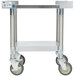 A stainless steel APW Wyott equipment stand with wheels and a shelf.