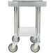 A stainless steel APW Wyott equipment stand with casters and a shelf.