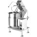 A Cleveland 20 gallon electric steam jacketed mixer kettle with a lid.