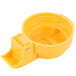 A Tablecraft yellow plastic bowl with a handle.