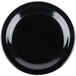 A black Carlisle melamine plate with a white circle in the middle.