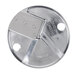 A circular stainless steel metal disc with holes.
