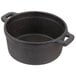 An American Metalcraft pre-seasoned black cast iron pot with handles and a cover.
