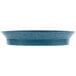 A blue oval deli server with a white background.