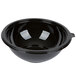 A close-up of a Fineline black PET plastic bowl with a lid.
