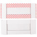 Two white rectangular candy boxes with red hearts on them.