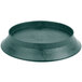 A green polypropylene round deli server with a lid.