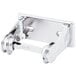 A chrome San Jamar single roll toilet paper dispenser with two rollers.