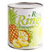 A case of Regal #10 cans of pineapple rings in natural juice with a picture of pineapple on the label.