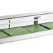 A Hoshizaki refrigerated sushi display case with green plastic rollers inside.