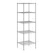 A chrome wire Regency shelving unit with five shelves.