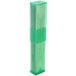A green plastic case with a white rectangular object.