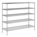 A wireframe of a Regency chrome wire shelving unit with 4 shelves.