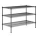 A black metal Regency wire shelving unit with three shelves.