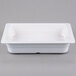 A white melamine food pan with a lid.