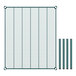 A green metal wire shelf grid with rectangular metal bars on each side.