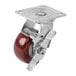 A 4" Swivel Plate Caster with a red wheel and metal base with chrome accents.