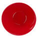 A red slanted melamine bowl with a round rim.