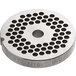 An Avantco stainless steel grinder plate with 3/16" holes.
