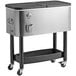 A stainless steel Choice beverage cooler cart on wheels.