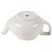 A white Hall China teapot with a handle.