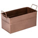 An American Metalcraft copper-plated stainless steel rectangular beverage tub with handles.