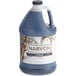 A blue plastic jug of Narvon Old Fashioned Cola soda syrup with a white label.